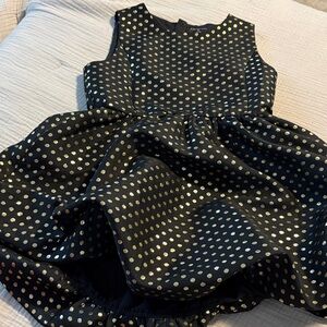 Crewcuts Elegant Black Dress with Gold Polka Dots